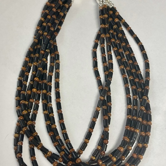 Vintage JAY KING Black & Gold Coral Sterling Silver RARE Necklace - Picture 8 of 9